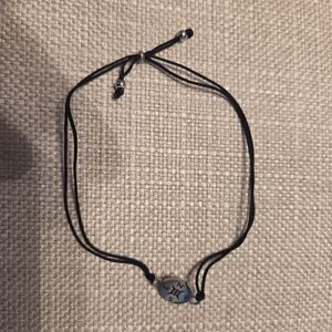 Black Cord Bracelet with Silver Bead